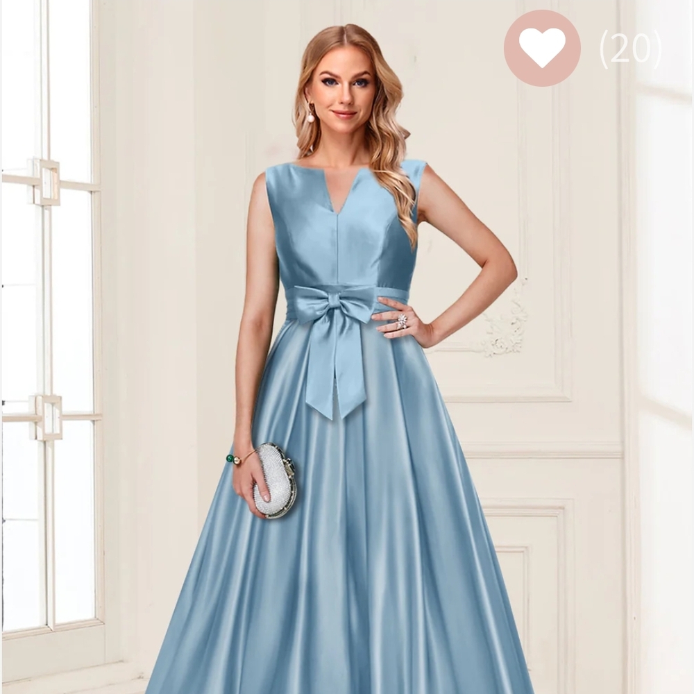 Sleek Satin Sky Blue Prom Dress